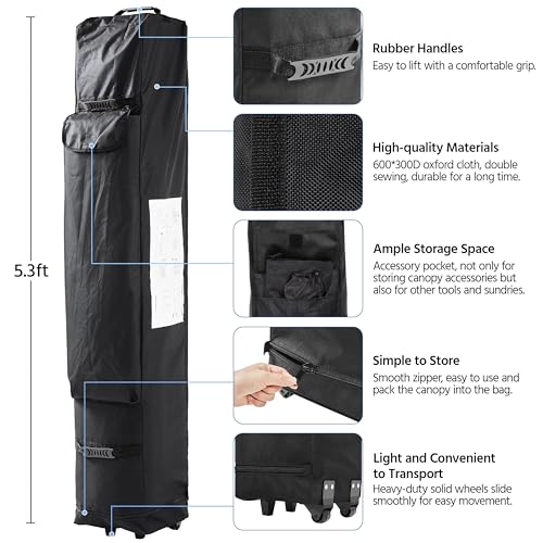 Yaheetech Canopy Tent, Commercial Instant Heavy Duty Canopy, 500D Waterproof Adjustable Canopy with Wheeled Carry Bag, 4 Sandbags and 4 Stakes (10x10, White) - color: White, size: 10x10