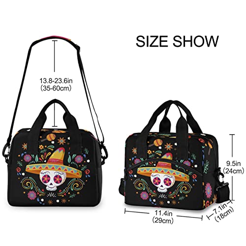 Cinco De Mayo Skull Insulated Lunch Bag Reusable Lunch Tote Bag Cooler Bag for Women Men Adult Lunch Box with Adjustable Shoulder Strap Leakproof Lunch Bag for Work School Picnic Camping - color: Cinco de Mayo Skull