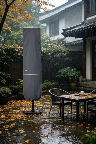 Patio Umbrella Cover with Rod for 7 to 11 Ft Umbrellas & 15 Ft Double-Sided Umbrellas, Protective Waterproof Cover with Zipper, Grey - color: Cantilever (Dark Grey/WD), size: Cantilever 7'-11' Or 15' Double Sided