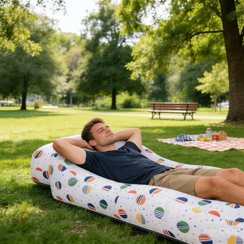 Inflatable Couch,Air Sofa with Sun-Shade Design,Built-in Storage,Ripstop Polyester&Stability Pegs,Portable Air Lounger for Beach,Camping,Easy to Carry,2 Inflation Ways(Included Pump)Pebble Gray - color: Pebble Gray