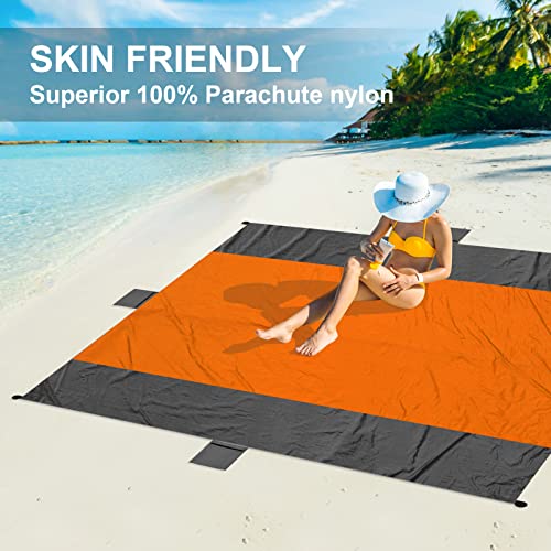 ACH Beach Blanket Waterproof Sandproof Extra Large Beach Mat Oversized 120"×108" Portable Lightweight Outdoor Family Mat for Indoor Outside Picnic Camping Hiking Travel - color: Dark Grey