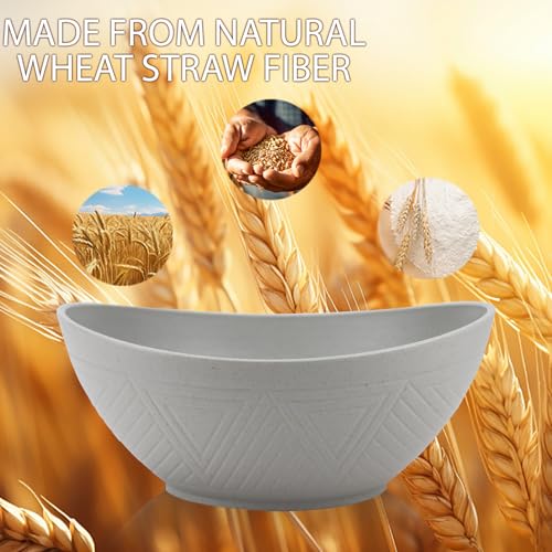 Wrova Wheat Straw Bowls Set,Unbreakable Large Salad Bowls Set of 2,Microwave and Dishwasher Safe Bowls Plastic Bowls for Eating,BPA Free Salad Bowl for Serving,Oatmeal and Salad.Gray - color: Gray, size: 2 Pack