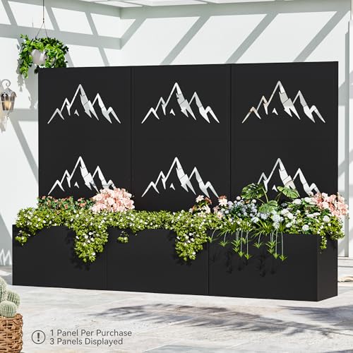 Modern Shade Metal Planter Box with Trellis Privacy Screen, 6x3 FT Large Raised Garden Bed, Multi-Functional Privacy Screen Outdoor with Drainage Holes for Climbing Plants, Summit Horizon - size: 1 PC (Summit Horizon) with Planter Box