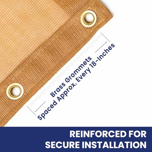 Tarps Now 8' x 12' Tan Mesh Tarp Heavy Duty - 6.8 oz Knitted HDPE - 75% Shade Cloth for Garden, Backyard, Patios - Brass Grommets - UV Resistant Breathable Privacy Screen, Sun Shades Outdoor Patio - size: 8' X 12'