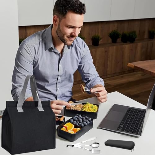Travel Utensils Set with Silicone Case, Stainless Steel Silverware Set for Work Lunch Camping Picnic, Portable Cutlery Set on the Go, Easy to Clean (Black) - color: Black