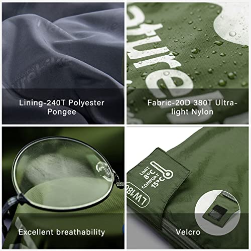 Naturehike Lightweight Compact Sleeping Bag, 59℉/32℉ Envelope Ultralight Backpacking Sleeping Bag Portable, Waterproof with Compression Sack for Cold&Warm, Camping, Traveling, Hiking - color: Navy Green