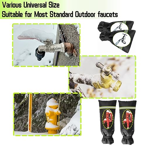 2 Pack Outdoor Faucet Covers for Winter, 8.2" W x 20" H Outside Yard Hydrant Protector Socks Winter, Insulated Hose Bib Protector Cover, Spigot Pipe Cover Freeze Protection Black - size: 8.2" W X 20" H - 2 Pack