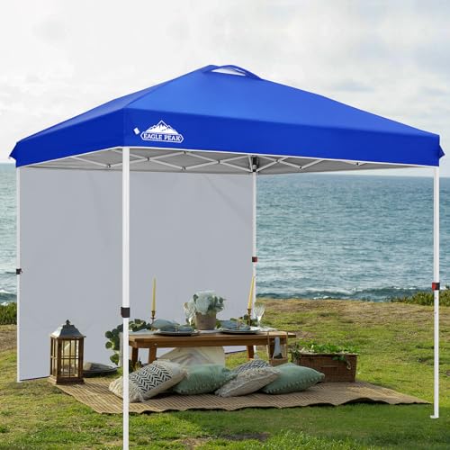 EAGLE PEAK Commercial Canopy 8x8 Pop Up Canopy Tent with 1 Sidewall, Easy Setup Heavy Duty Instant Event Shelter for Vendors & Markets, Outdoor Sun Shade, Blue - color: Blue, size: 8x8