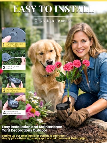 GIGALUMI Solar Lights Outdoor for Garden Decor, 3 Pack Solar Flower Lights Waterproof, 2 Lighting Modes 21 Chrysanthemums for Pathway,Yard, Patio Decoration, Gardening Gifts for Women (Muiltcolored) - color: Multicolor, size: 3 Pack