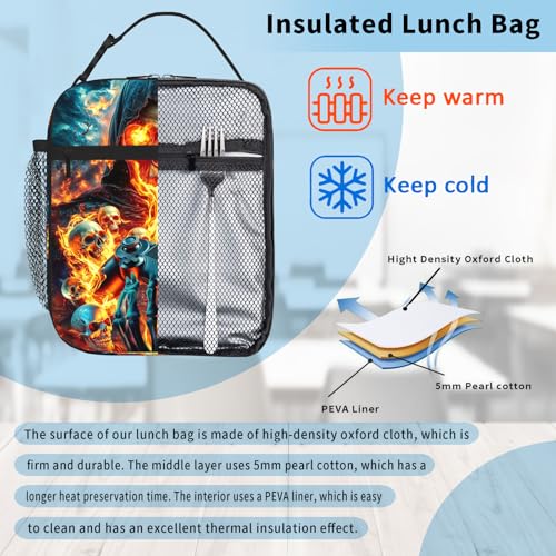 Boys Lunch Box for School Insulated Lunch Bag for Boys Girls Cool Skull Game Reusable LunchBag for School Work Office Picnic Hiking Beach Portable Lunchbox with Adjustable Strap For boys 8-12 teenager - color: skull game