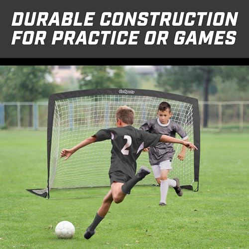 GoSports Portable Soccer Goals for Kids - 13 Color Options - Choose 4 x 3 ft or 6 x 4 ft - Team Tone Pop Up Nets for Backyard - color: Black, style: 6 ft x 4 ft