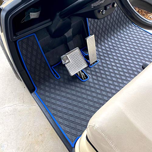 Xtreme MATS Yamaha Compatible Golf Cart Mat, Full Coverage Golf Cart Floor Liner Mat - Compatible with Yamaha Adventurer (2007-2017), G29, YDR, & Drive (Gen1) Models Only - Black with Blue Trim - color: Blue Trim, size: Drive/G29