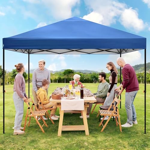COBIZI Waterproof Stable Winterproof Pavilion with Bag with Wheels,Pop Up Folding Pavilion Party Tent,1 Person Install Sun Protection Garden Pavilion for Beach Wedding Camping - color: White, size: 8x8 ft (Without Sidewalls)