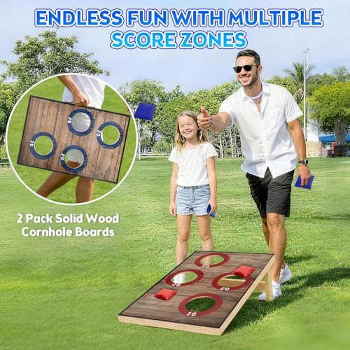 Corn Hole Toss Game for Adults 24x16 Inch Set - Portable Cornhole Board Set with Scoring Target Area, Bean Bags & Carrying Case | Family Kids Outdoor Backyard Beach Lawn Games