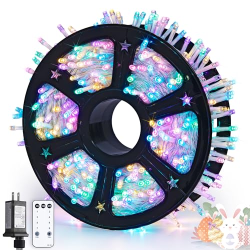 JMEXSUSS Easter Lights Clear Wire Outdoor Indoor, 168ft 600 LED Multicolor Easter String Lights Plug in for Bedroom Tree Room Party Decorations - color: Easter, size: 600 LED