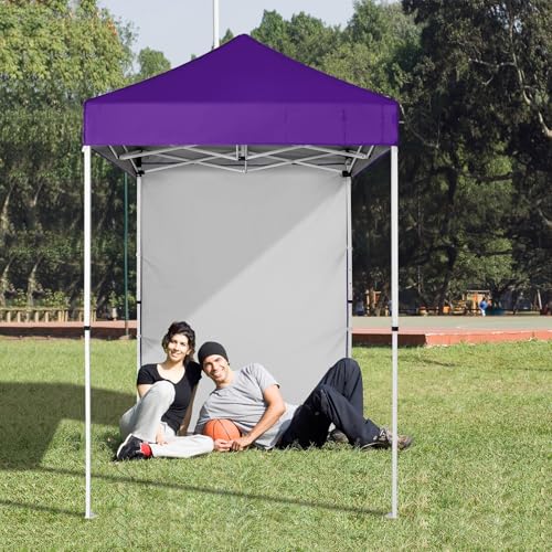 EAGLE PEAK Pop up Canopy 5x5, Outdoor Portable Canopy Tent with One Removable Sunwall, Carry Bag Included, Purple - color: Purple