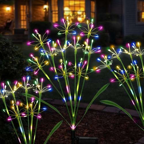 Garden Decor Solar Outdoor Lights, Waterproof Solar Powered Garden Decorative Lights for Christmas Outside Yard Pathway Flowerbed Planter Balcony Patio Gravestone Decor 4-Pack, Multicolor - color: Multicolor, size: 4 Packs