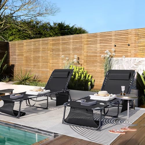 Flamaker Face Down Chaise Lounge Chair 5-Position Adjustable Sunbathing, Foldable Tanning Chair with Face& Arm Holes, Outdoor Recliner Chair for Pool, Beach, Patio, Lawn (Black, 1 Pcs) - color: Black, style: Sauna, 1 Pcs