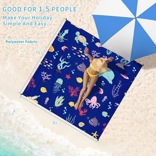 Beach Blanket Waterproof Sandproof 78''×81'' Large Suits 1-5 Adults Oversized Lightweight Picnic Mat Sand-Free Blanket for Camping Hiking Beach Travel - color: Dark Cartoon, size: 78''x81''