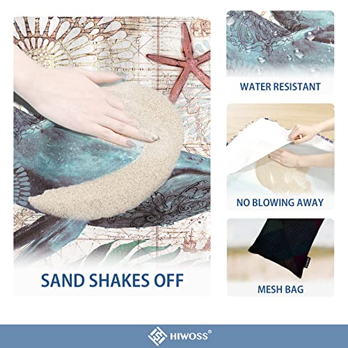 Beach Blanket Waterproof Sandproof Oversized 95”x 80”,Sand Free Beach Mat with Corner Pockets,Portable Mesh Bag for Beach Festival,Picnic,Travel and Outdoor Camping (Dolphin) - color: Dolphin
