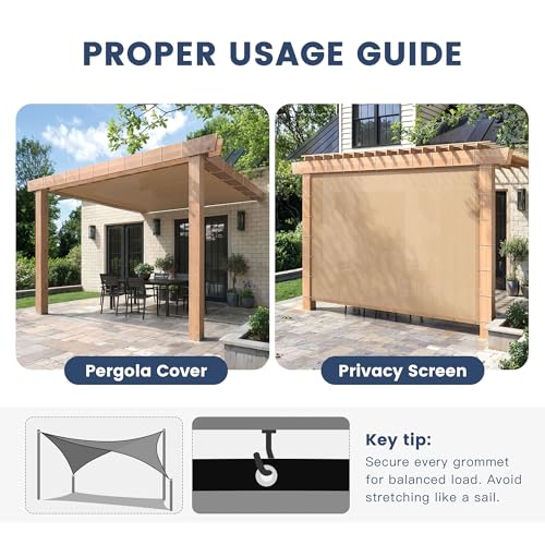 90% Sun Shade Cloth with Grommets 3X6 FT, Outdoor Pergola Shade Cover, Heavy-Duty Mesh Tarp Patio Sun Screen for Lawn Garden Backyard, Wheat - color: Wheat, size: 0 3 x 0 6 FT