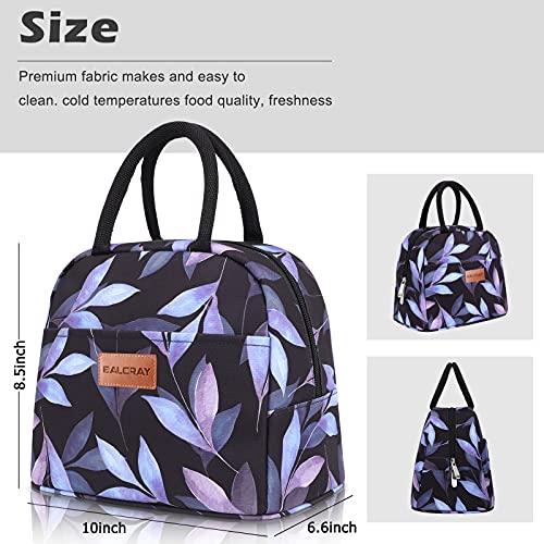 BALORAY Lunch Bag for Women Men Insulated Lunch Box for Adult Reusable Lunch Tote Bag for Work, Picnic or Travel (Blue Leaves) - color: Blue Leaves, size: M