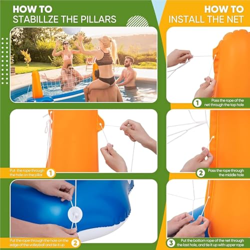 118" Pool Volleyball Net Set for Inground & Above Ground Pools | Complete Pool Game Kit with Water Volleyball, Pump & Adjustable Net, Outdoor Summer Pool Toys for Adults & Family, Pool Party Gift 2026
