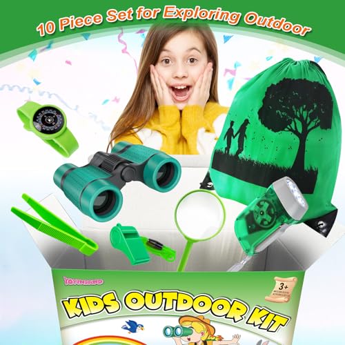 YOPINSAND Kids Explorer Kit & Bug Catcher Kit, Camping Gear for Kids, Outdoor Exploration Set with Backpack & Binoculars, Ideal Outdoor Adventure Toys for Boys Girls 3-12 - color: Green