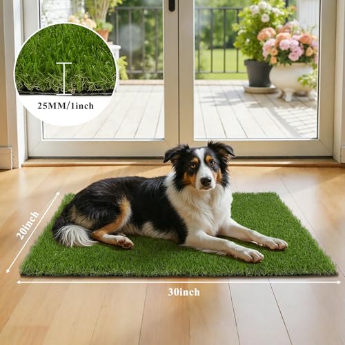 HEBE Fake Grass Pee Pad for Dogs 20"x30", Artificial Grass Turf for Indoor Outdoor Potty Training, Washable Dog Potty Grass Mat with Drainage Holes, Reusable Non-Slip Pet Potty Pad - size: 20''x30''