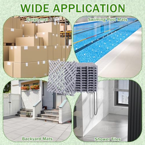 12 Pcs Heavy Duty Drive on Lawn Grid Ground Protection Mats,15.75'' x 15.75'' x 1.26” Interlocking Thick Plastic Drain Grate Floor Mat for Gravel Grid Permeable Pavers Landscaping