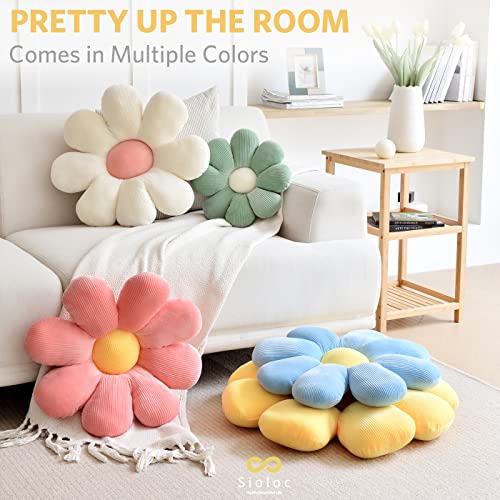 Sioloc Flower Pillow Shaped Throw Pillow Butt Cushion Floor Pillow,Seating Cushion,Cute Room Decor & Plush Pillow for Bedroom Sofa Chair(Yellow,15.7'') - color: Yellow
