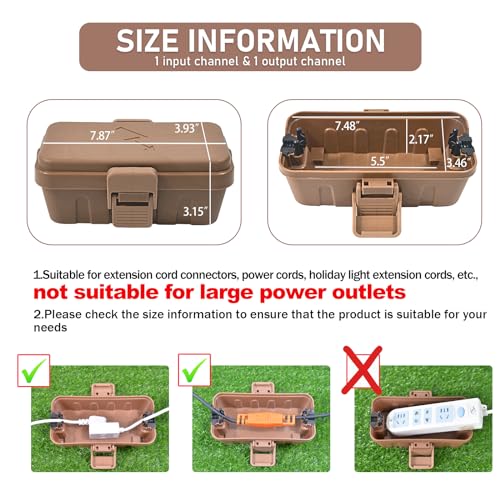 Hrensaw Small Weatherproof Electrical Connection Box(6 x 3.5 x 2.2inch),Outdoor Electrical Box,Waterproof Extension Cord Covers for Plug, Extension Cables, Holiday Lights,Brown - color: Brown, size: Small