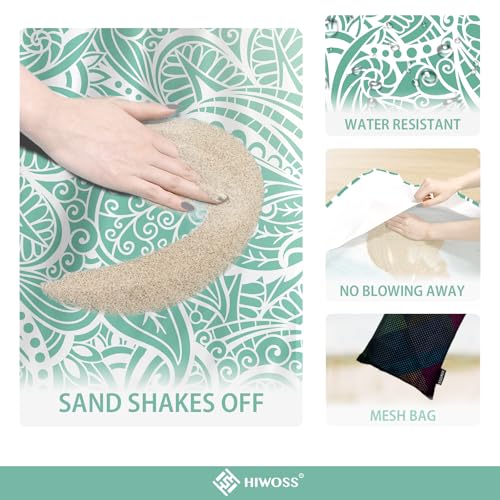 Beach Blanket Waterproof Sandproof Oversized 95”x 80”,Sand Free Beach Mat with Corner Pockets,Portable Mesh Bag for Beach Festival,Picnic,Travel and Outdoor Camping (Greenleaf) - color: Greenleaf