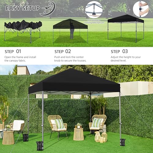 Yaheetech 10x10 Pop Up Canopy Easy Set-up Tent, Portable Outdoor Canopy Instant Tent, Commercial Gazebo with Wheeled Carry Bag & 4 Sandbags for Home, Party & Outdoor Activities, Black - color: Black, size: 10x10