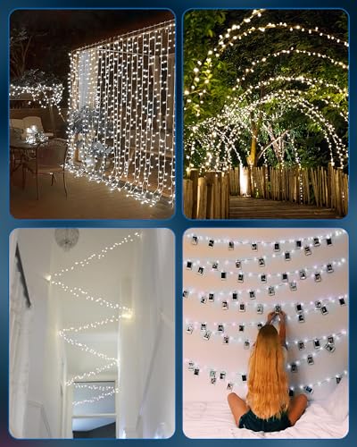 Fairy Lights Battery Operated, Firecracker String Lights Waterproof Silver Wire 5 Feet 60 Led Cluster Starry Lights for DIY Wreath Home Wedding Party Bedroom Mason Jar Holiday Christmas, Pure White - color: Pure White