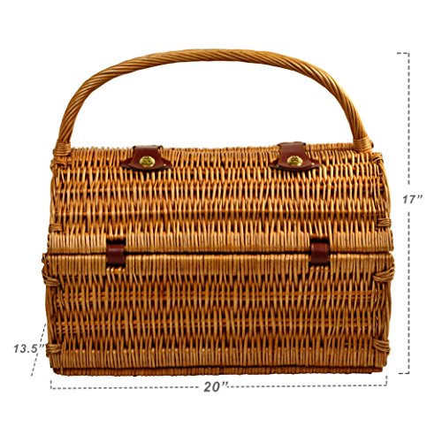 Picnic at Ascot Yorkshire Willow Picnic Basket with Service for 4 with Blanket - London Plaid