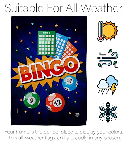 Bingo Garden House Flag Set Interests Game Bunco Night Dice Poker Hobbies Leisure Activity Decoration Banner Small Yard Gift Double-Sided, Made in USA