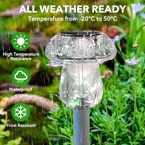 Benany Solar Lights Outdoor, 8 Pack Mushroom Lights Outside Waterproof, Solar Powered LED Lighting for Garden, Yard, Landscape, Path, Pathway, Lawn, Walkway, Driveway, Backyard Decor (Warm White) - color: Warm White