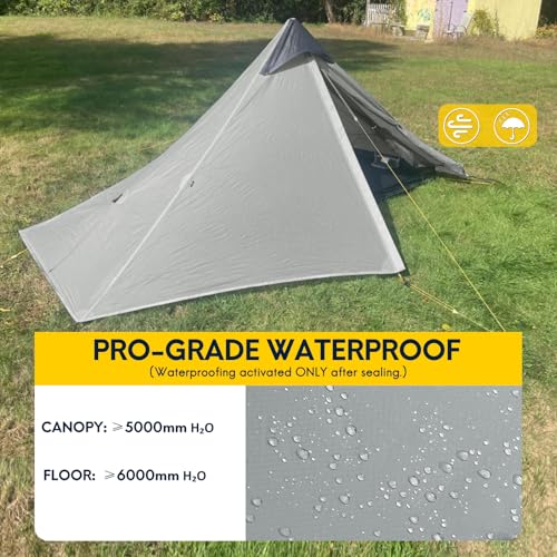LANSHAN Ultralight Tent 3-Season Backpacking Tent for 1-Person or 2-Person Camping, Trekking, Kayaking, Climbing, Hiking - color: 1-person, grey