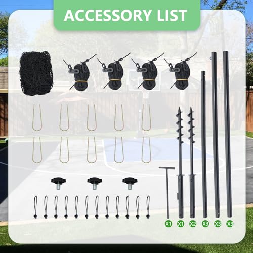 Backstop Net System for Backyard – Heavy Duty Sports Barrier Net with Steel Posts, Movable/Socketed Ball Stop Net for Soccer, Baseball, Training - size: 30FT Wide, style: Socketed-1.75 Inch Net