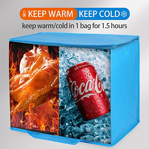 Bodaon 4-Pack Insulated Reusable Grocery Shopping Bag, X-Large Frozen Food Cold, Cooler Bags, Insulated Food Delivery Bag, Blue - color: Blue, size: X-Large