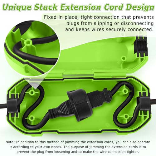 2 Pack Extension Cord Cover Outdoor, IP54, Connection Box to Protect Outdoor Outlet, Plug, Christmas Holiday Decoration Light, Green - color: Green