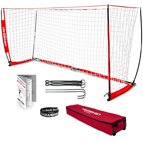 PowerNet Soccer Goal for Backyard, 3Mx2M / 6x4 / 8x4 / 12x6 / 14x7 /18.5x6.5 / 21x7 / 24 x 8 Portable Soccer Net, Sports & Outdoors Training Equipment, Quick Setup 1 Goal & Zipper Storage Bag - style: 14 x 7 FT