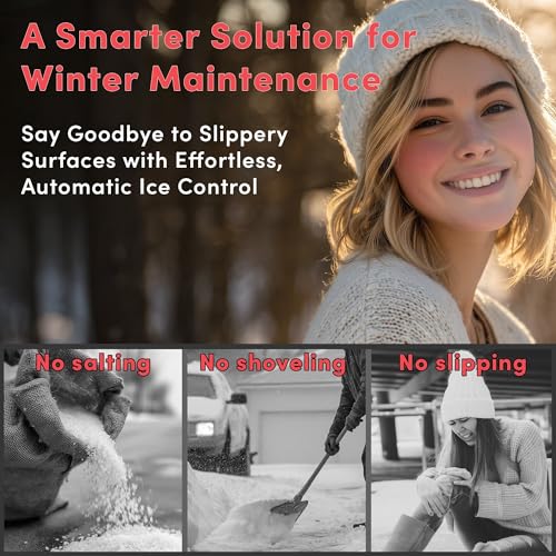 WarmlyYours 2x10 ft. Electric Ice and Snow Melting Mat 240V 1000 Watts - Embedded Under Asphalt, Concrete, or Pavers - Radiant Heated Driveway, Walkways, Sidewalks, Patios, Porch, Ramps PowerMat - size: 20 sq. ft. (2' x 10')
