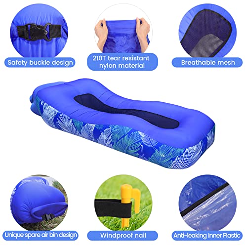 Inflatable Lounger, Ultralight Portable Ergonomic Beach Bed Air Sofa Couch Waterproof Anti-Air Leaking for Indoor Outdoor Hiking Camping Traveling, No Pump Required (Color A) - color: Color a