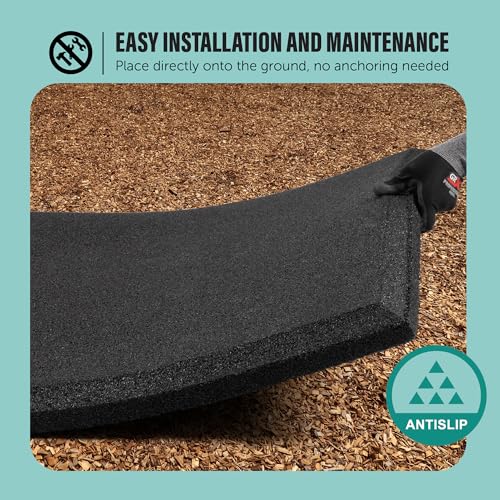 Playsafer Heavy Duty Commercial Grade Rubber Playground Safety Mat - Playground Protection Mat for Swings and Slides - 54" Long X 32" Wide x 2" Thick (Brown) - color: Brown