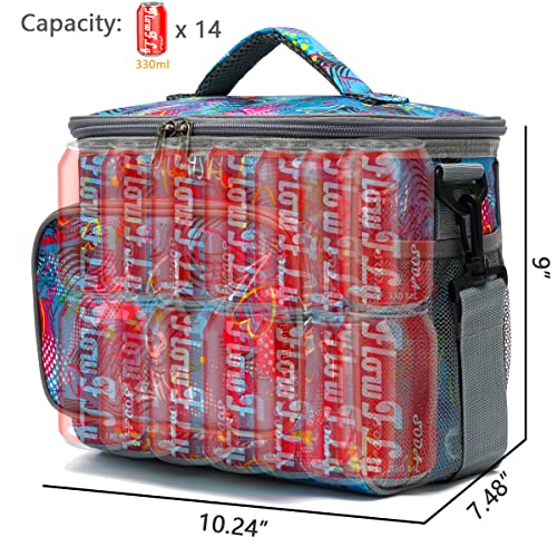 FlowFly Insulated Reusable Lunch Bag Adult Large Lunch Box for Women and Men with Adjustable Shoulder Strap,Front Zipper Pocket and Dual Large Mesh Side Pockets,Heart - color: Assorted/Multicolor