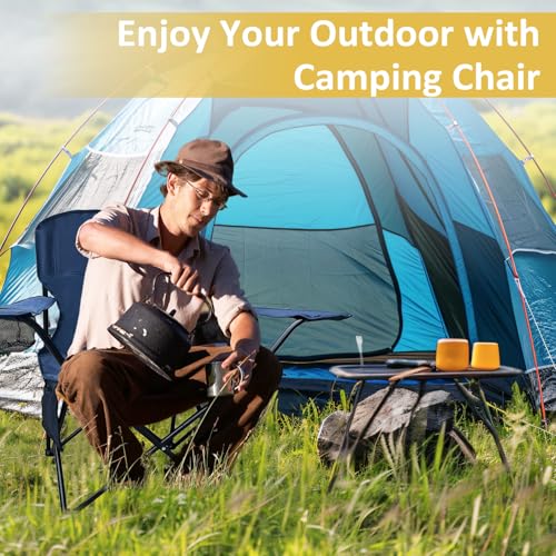 Folding Camping Chair with Cup Holder & Storage Bag, 225lbs Capacity, Large Anti-Sink Feet, Breathable PE Coated Fabric for Outdoor, Hiking, Beach, Fishing, Backpacking, Cyan - color: Cyan, style: 1PACK