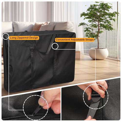Large Outside Folding Chair Storage Bag with Zipper Handles and adjustable straps, 600D Folding Chair Carry Bag for Zero Gravity Chair Cover, Portable Folding Lounge Chair Carrying Bags (Black) - color: Black - 1 Pack