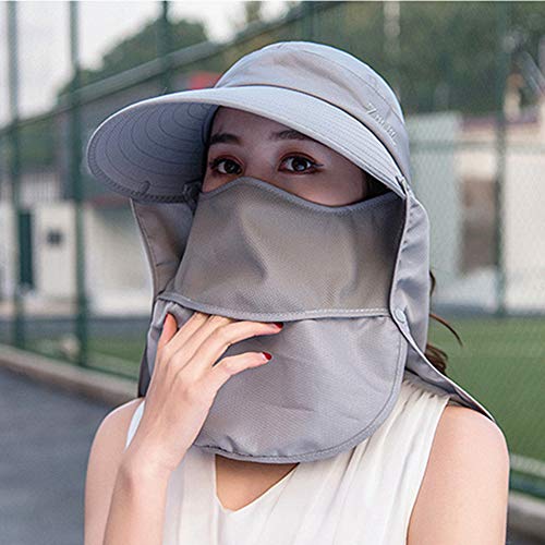 Outdoor UPF 50+ UV Sun Protection Waterproof Breathable Face Neck Flap Cover Folding Sun Hat for Men/Women - color: Grey